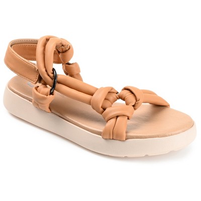 Journee Collection Womens Marri Tru Comfort Foam Multi Strap Flat Sandals Mocha 9.5