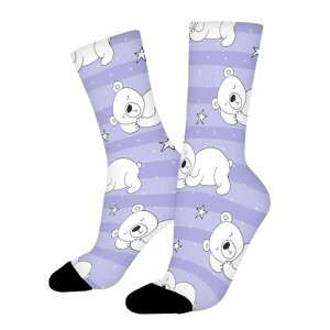 Teddy Bear Women Printed Crew Socks Funny Funky Socks Soft Polyester Novelty Gifts for Artists Men - 1 of 1