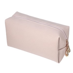 Unique Bargains Small Portable Travel Cosmetic Bag Pink 6.69"x2.95"x3.54" 1 Pc - 1 of 4