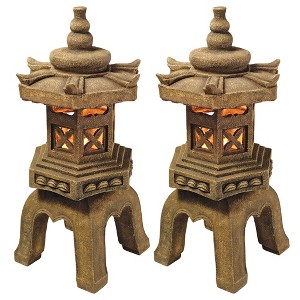 Design Toscano Sacred Pagoda Lantern Illuminated Statues: Set of Two - 1 of 4