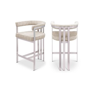 Meridian Furniture,Marcello Beige Velvet Counter Stool, Set of 2 - 1 of 4