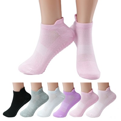 SEVOBAL 6 Pairs Pilates Stockings Toes Home Pilates Socks for Women Non Slip Grippers Yoga Crew Socks Barre, Multicolored, 7.41"*0.39"*0.39"