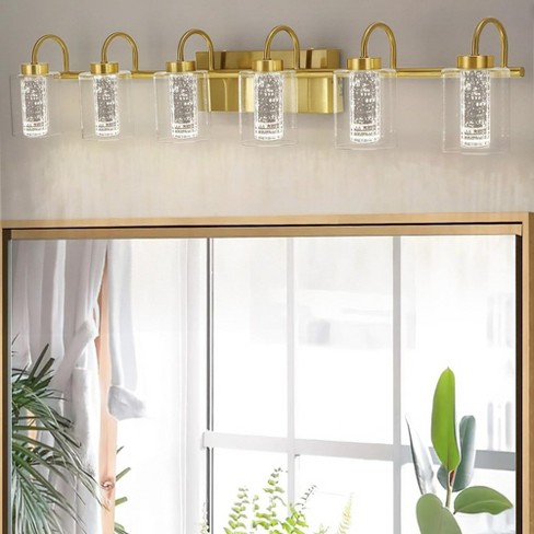 6 Light Brushed Gold Bathroom Light Fixtures : Target