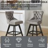 QingMoon Swivel Velvet Bar Stools Set of 2, Modern Counter Height Chairs with Button Tufted Back and Rivet Trim for Kitchen Island, Pub - 2 of 4