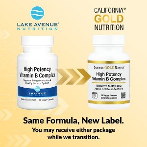 California Gold Nutrition High Potency Vitamin B Complex with Thiamin HCI, Niacin, Pantothenic Acid and Inositol, 30 Veggie Capsules - 1 of 4