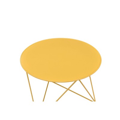 27" Yellow Metal Geometric Round Accent Table