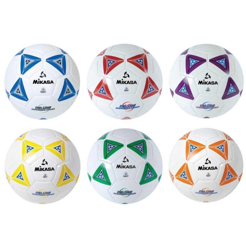 Mikasa Size 4 Deluxe Cushioned Soccer Ball, Ages 8 to 12, 25 Inch Diameter, Set of 6, Assorted Colors, 1 of 2