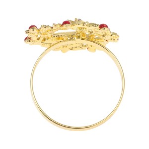 Unique Bargains Napkin Rings Stainless Steel Red Green Gold Tone 1Pc - 1 of 3