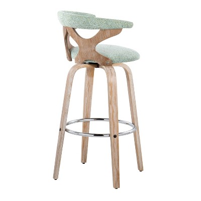 Gardenia Green Wood and Metal Swivel Barstool Set