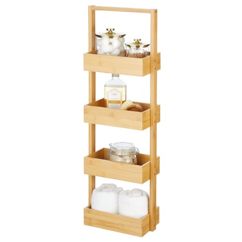 Mdesign Free-standing Bamboo 4-tiered Storage Rack Shelf For Bathroom, Natural : Target