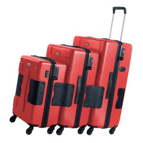 TACH V3 Connectable Hardside Luggage Set, 3 Piece Set, Wine Red