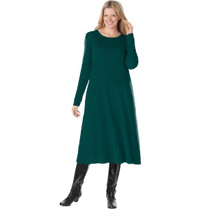 Woman Within Plus Size Petite Thermal Knit A-Line Dress - 1 of 4