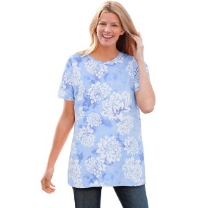 Woman Within Perfect Printed Short-Sleeve Crewneck Tee - 1 of 4