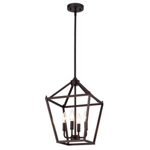 Chloe Lighting Ironclad Industrial 4 Light Oil Rubbed Bronze Inverted Pendant Ceiling Fixture 12" Wide - 1 of 4