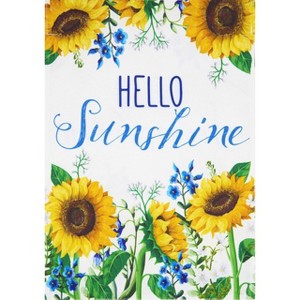 Hello Sunshine Summer Burlap House Flag Floral 28" x 40" Briarwood Lane - 1 of 4