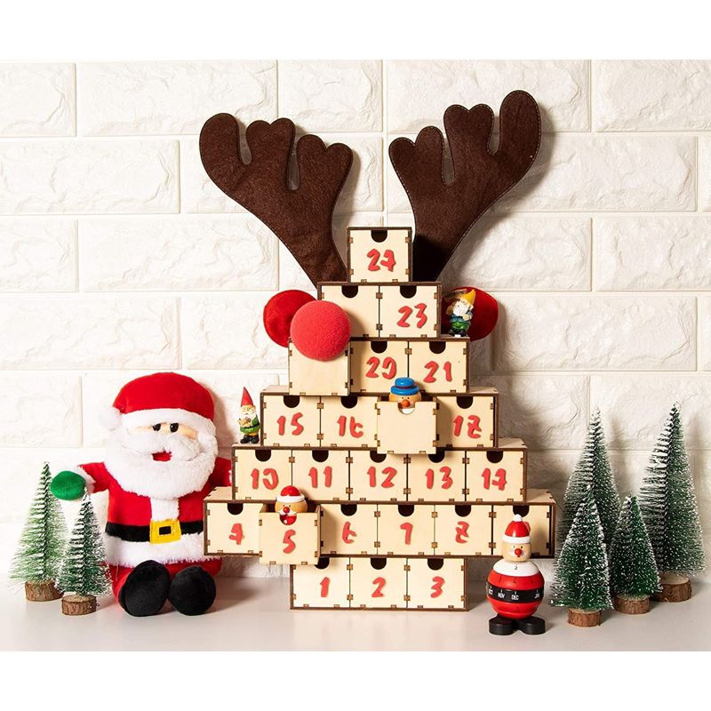 Juvale Wooden Advent Calendar, Unfinished Wood Christmas Tree (13.2 x 12.2 x 2.5 In), 2 of 7