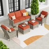XIZZI 5 Pieces Wicker Furniture, Outside Conversation Set, 3-Seat Sofa with Cushion, High Back Rattan Chairs and Ottomans for Garden Backyard - 3 of 4