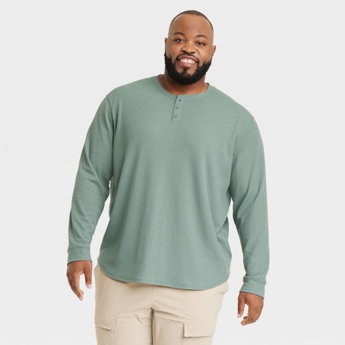 Men's waffle thermal henley sale