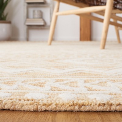 Gold and Ivory Hand-Tufted Wool Runner Rug