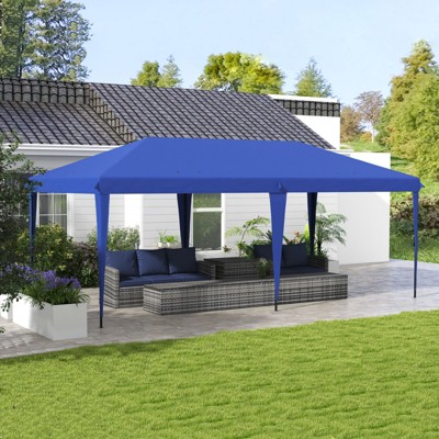 VisioGear 10'*20' Pop Up Canopy Tent, Outdoor Instant Gazebo Sun Shade Shelter for Catering, Wedding, Blue, 230.4"*116.4"*106.8"