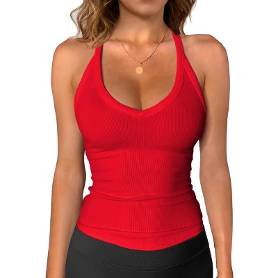 Women Summer Tank Tops sleeveless Shirts V Neck Slim fit Workout Camisole 2025 Trendy Y2K Going Out