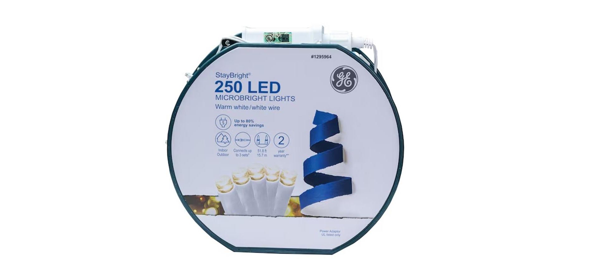 GE StayBright 250-Count Warm White LED String Lights on White Wire 51.8-ft