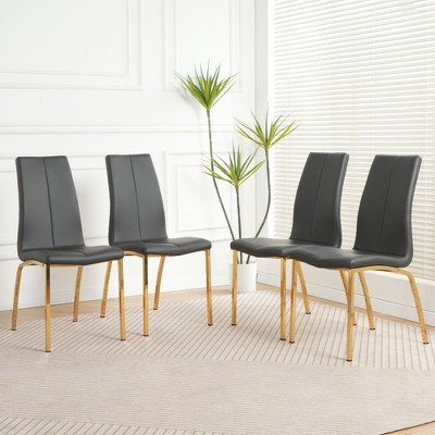 NicBex Modern Upholstered Armless Set of 2 Dining Chairs with Electroplated Metal Legs,Minimalist Office Chairs,Living Room Side Chairs