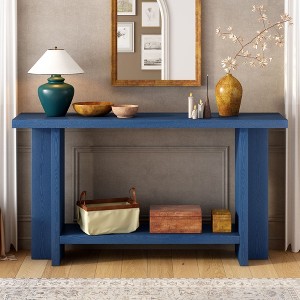 NicBex Vintage-Inspired Ash Veneer Consolen Table with T-Leg Design,2-Tier Narrow Entryway Table for Living Room,Hallway - 1 of 4