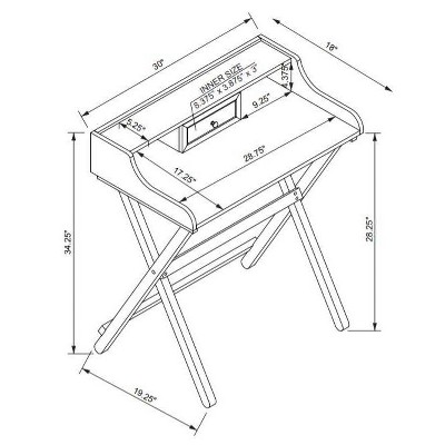 Sleek Natural Finish Foldable Writing Desk with Storage Drawer