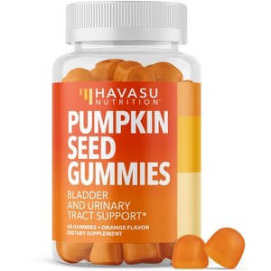 Pumpkin Seed Oil Gummies, 200mg Pumpkin Seed Extract 20:1 Supplement for Bladder and Urinary Tract Support, Orange Flavor, Havasu Nutrition - 1 of 4