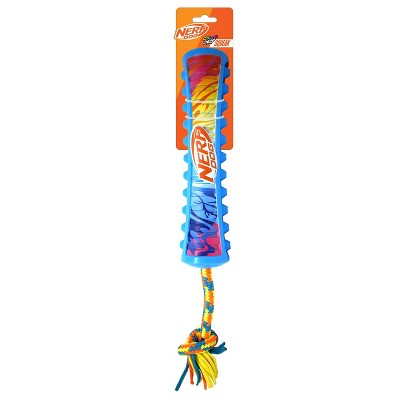 NERF 2.7 inch TPR Color Blast Squeak Stick with T-Shirt Rope Dog Toys