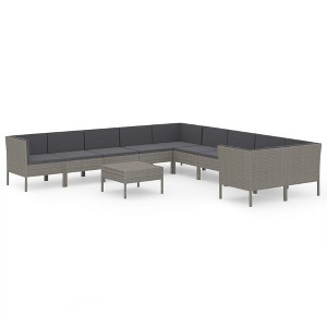 vidaXL Garden Lounge Set Patio Sectional Sofa Couch Outdoor Poly Rattan Grey - 1 of 4