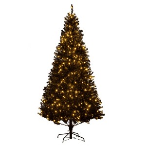 TopComfy Christmas Tree Stand 7.5ft Prelit Douglas Fir Artificial Christmas Tree with Realistic Branches, Black, 47.3"*47.3"*88.5" - 1 of 4