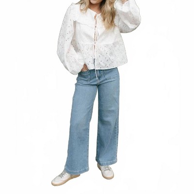 Women's Patch Pocket Wide Leg - JUST BLACK DENIM