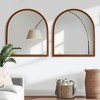 PexFix 36"x32" Solid wood straight edge right-angle arch walnut-colored wall mirror - 3 of 4