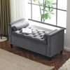 VYNXARIA Storage Bench, 44.5-Inch Queen Velvet Button Bedside Bench, Entryway Living Room with Armrests, Nailhead Trim - 2 of 4