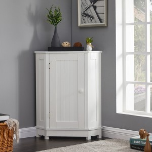 Whisen Modern Triangle Corner Bathroom Storage Cabinet with Adjustable Shelf - 1 of 4