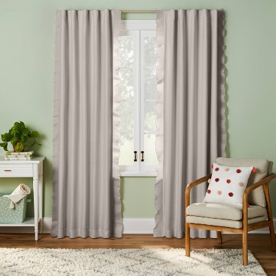 Image of 84" Blackout Pleated Side Ruffle Sheer Overlay Panel Gray - Pillowfort™