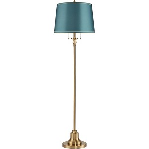 360 Lighting Dyna 58" High Antique Brass and Soft Teal Shade 2-Light Floor Lamp - 1 of 4