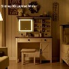 Farmhouse Makeup Vanity Tables with Sliding Lighted HD mirror, Vanity Desk with Glass Tabletop for Bedroom, Stool Included - 2 of 4