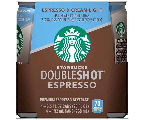 Starbucks Doubleshot Espresso Light Premium Coffee Drink - 4pk/6.5 fl oz Cans