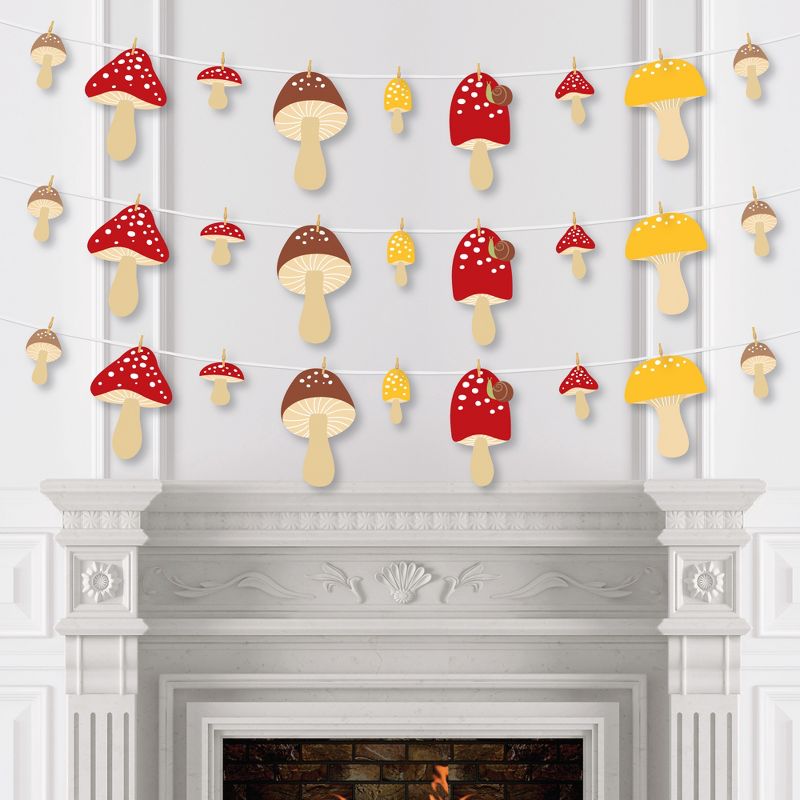 Big Dot of Happiness Wild Mushrooms - Red Toadstool Party DIY Decorations - Clothespin Garland Banner - 44 Pieces, 3 of 8