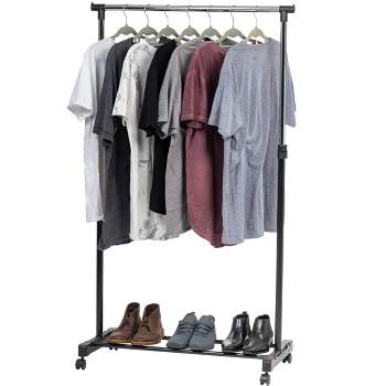 IRIS USA Adjustable and Rod Clothes Garment Rack with wheel