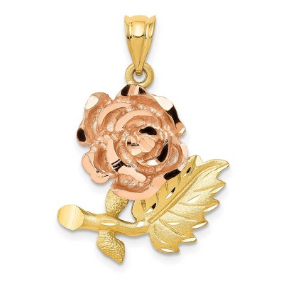 Black Bow Jewelry 14k Yellow and Rose Gold, Two Tone Flower Pendant