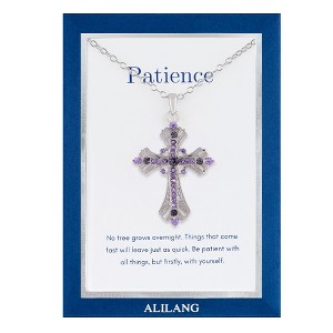 Anna-Kaci Purple Lavender Rhinestone Celtic Cross Necklace with Message Card & Envelope Jewelry Gift - 1 of 4