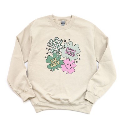 Simply Sage Market Women's Graphic Sweatshirt Stay Gold Lucky Shamrocks St. Patrick's Day