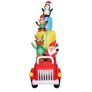 SEVOBAL Inflatable Holiday Decorations 12ft Santa Claus Driving With Gifts Garden Santa Claus Christmas Inflatable Decor, Red, 45.7"*87.8"*141.7" - 1 of 4