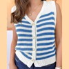 Coolmee Women's Striped Button Down Sweater Vest Casual V Neck Sleeveless Knitted Tank Tops - 4 of 4