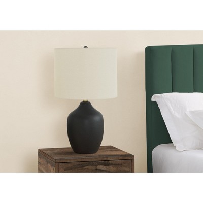 Black Ceramic Table Lamp with Ivory Linen Shade