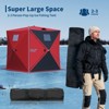 Portable Pop-Up Ice Fishing Tent, Fits 2-3 Person Ice Fishing Shelter, Insulated Hub Shelter with Anchors, Ropes, Light Strip & Carry Bag, Red+Black - 2 of 4